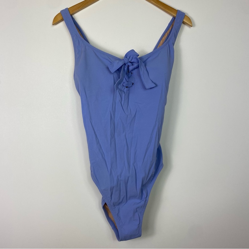 Blue Tie-Front One-Piece Swimsuit